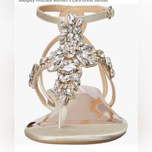 Badgley Mischka Crystal Embellished Gold Sandals